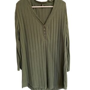 Jaclyn Intimates Nightshirt Soft Cotton Green Sz L Long Sleeve Knee Length Soft